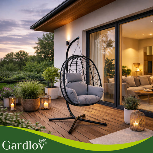 Hanging Garden Swing Chair with Waterproof Cushions, 150kg Capacity