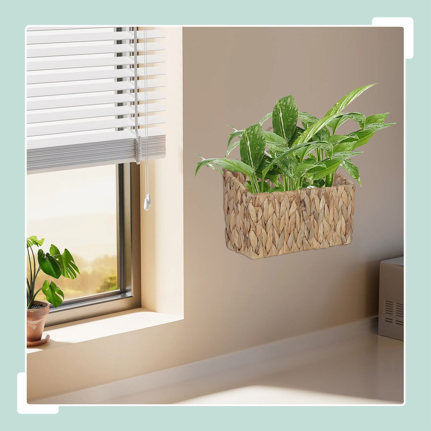 Hanging Plant Basket, Natural Water Hyacinth, Waterproof