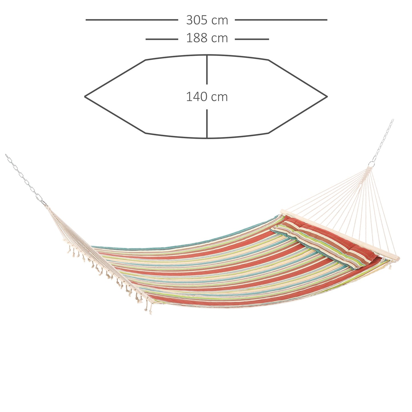 Colorful striped hanging chair Hammock swing, 188 x 140 cm
