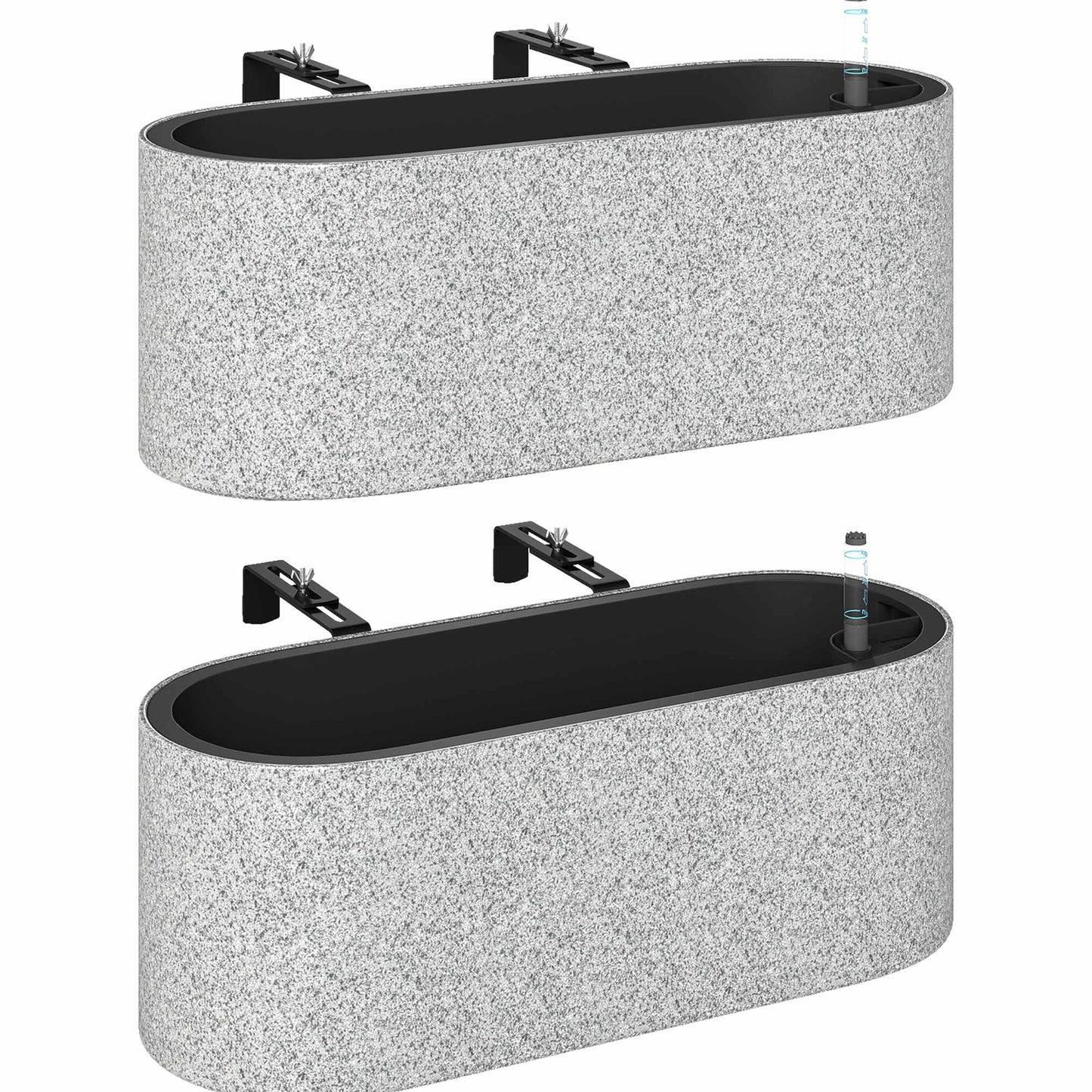 Hanging Self-Watering Planters, Light Grey, Set of 2