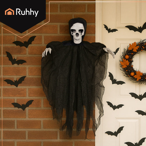 Hanging Skeleton Decoration, Black, 70 cm