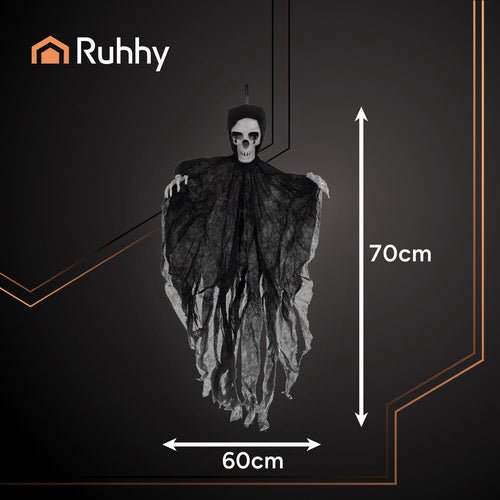 Hanging Skeleton Decoration, Black, 70 cm