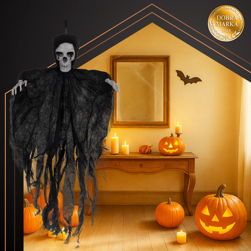 Hanging Skeleton Decoration, Black, 70 cm