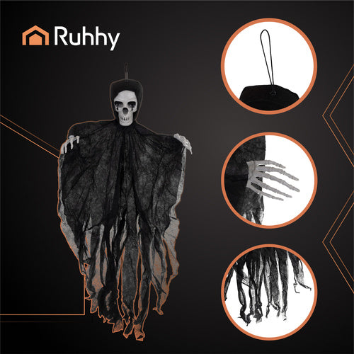 Hanging Skeleton Decoration, Black, 70 cm