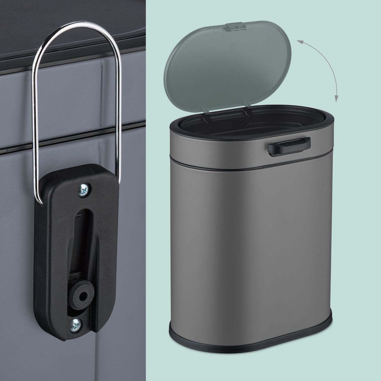 Hanging Waste Bin 5L with Push-Up Lid for Kitchen/Bathroom