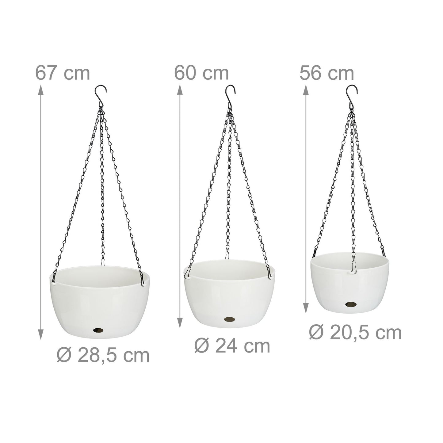 Hanging baskets with water containers set of 3