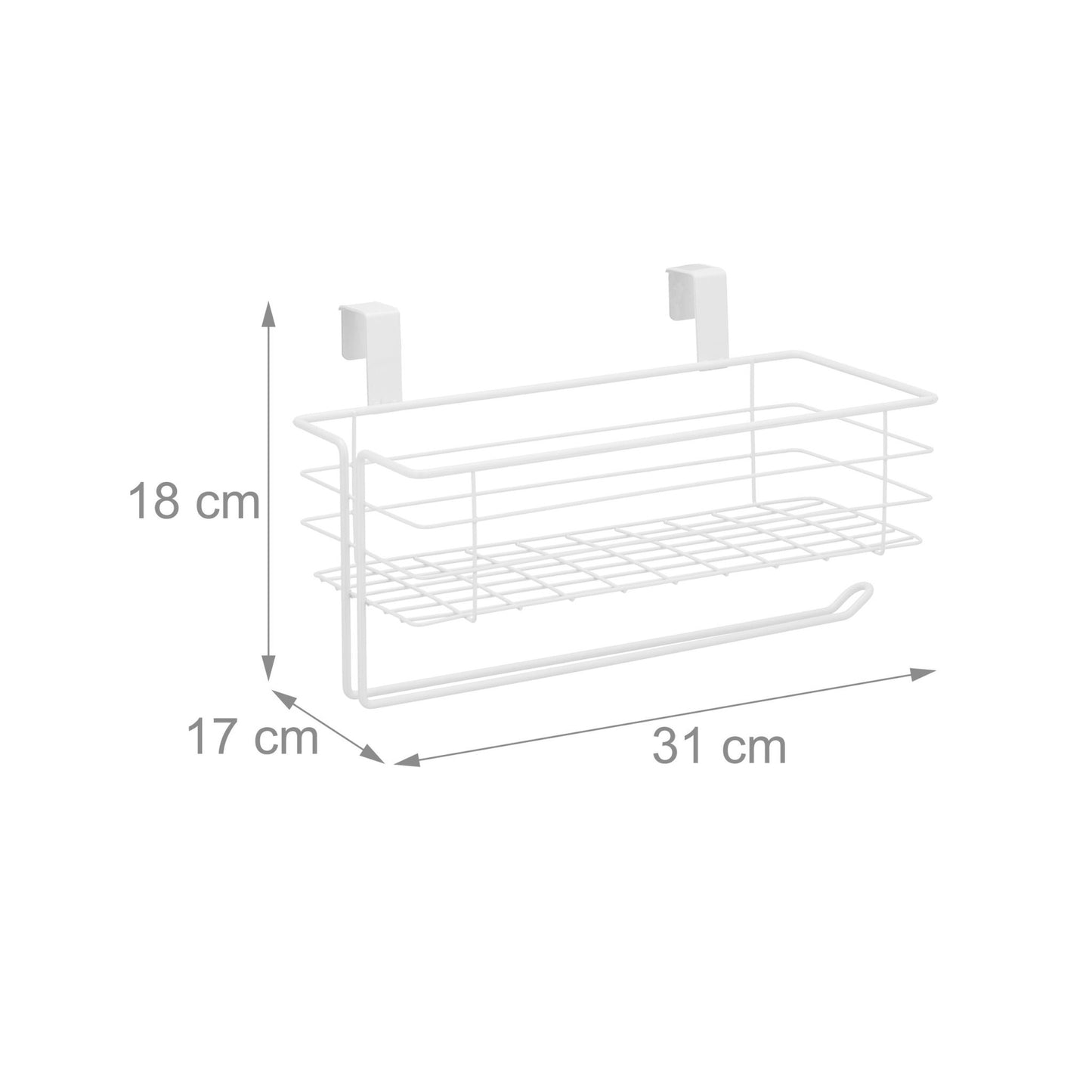 Hanging basket with holder for paper towels