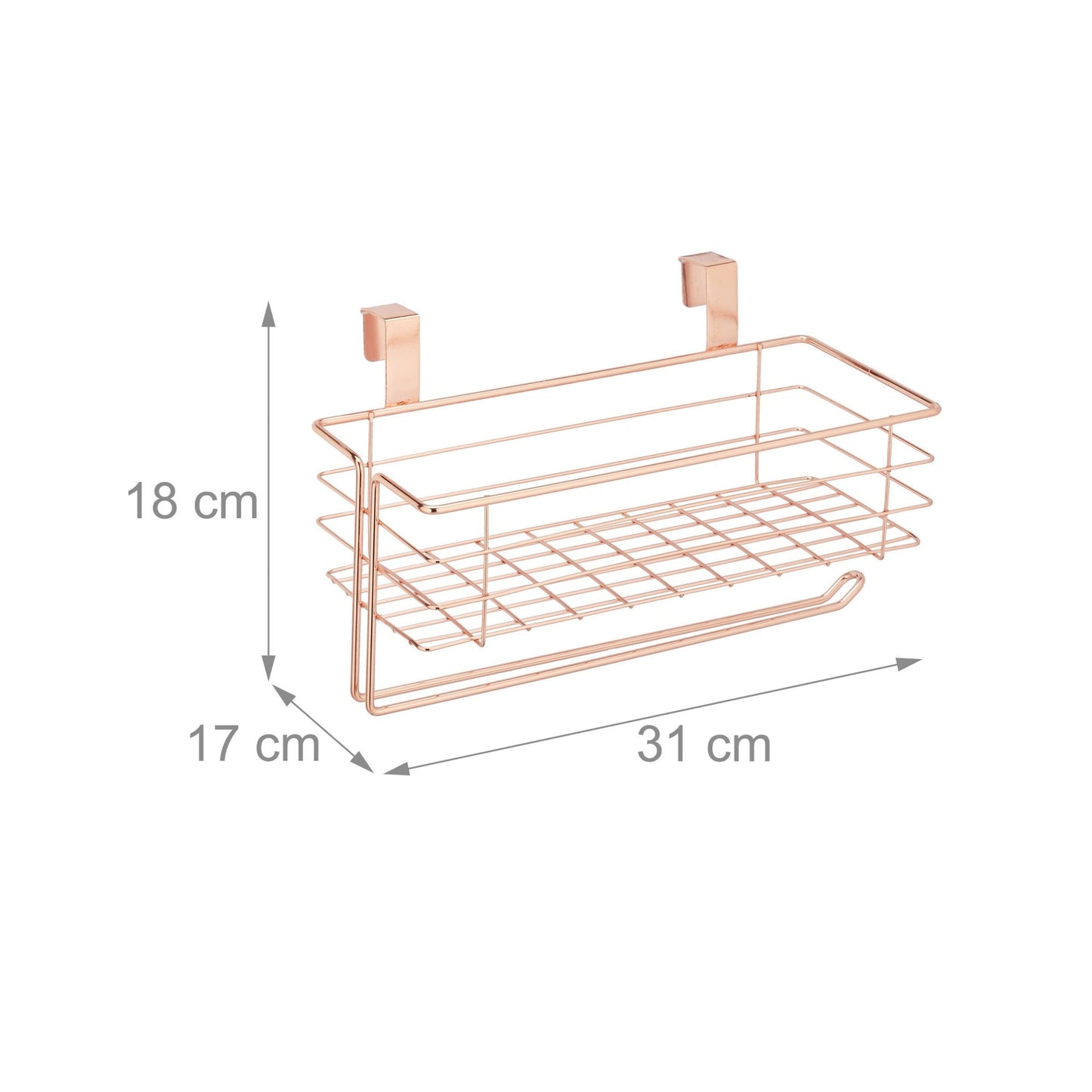 Hanging basket with holder for paper towels