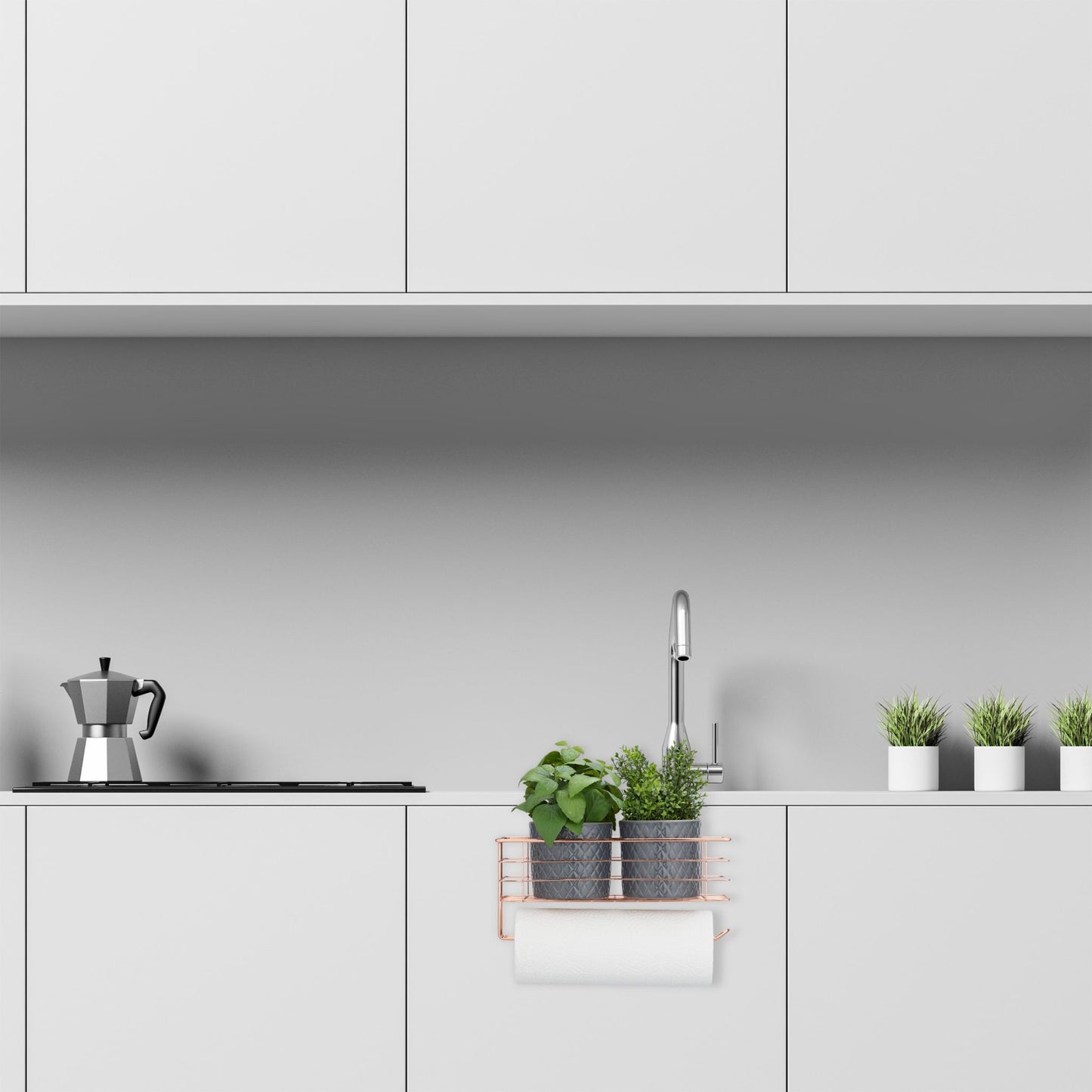 Hanging basket with holder for paper towels