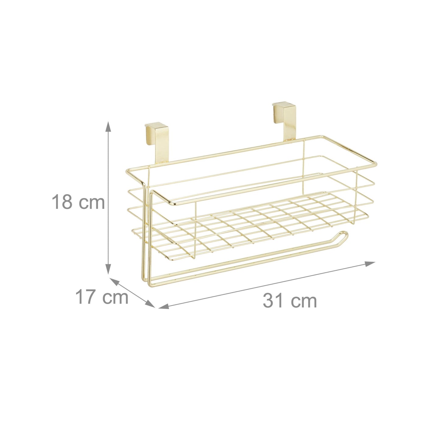 Hanging basket with holder for paper towels