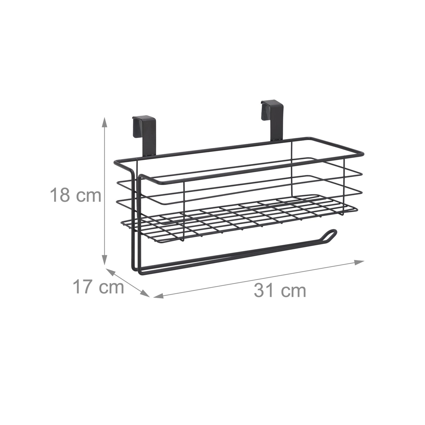 Hanging basket with holder for paper towels