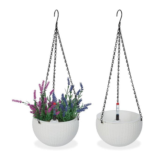 Hanging basket with water container set of 2