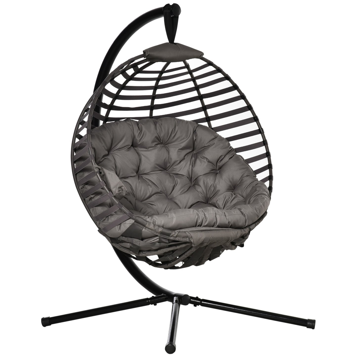 Hanging chair with frame, foldable, steel, with cushion
