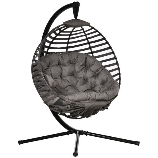 Hanging chair with frame, foldable, steel, with cushion