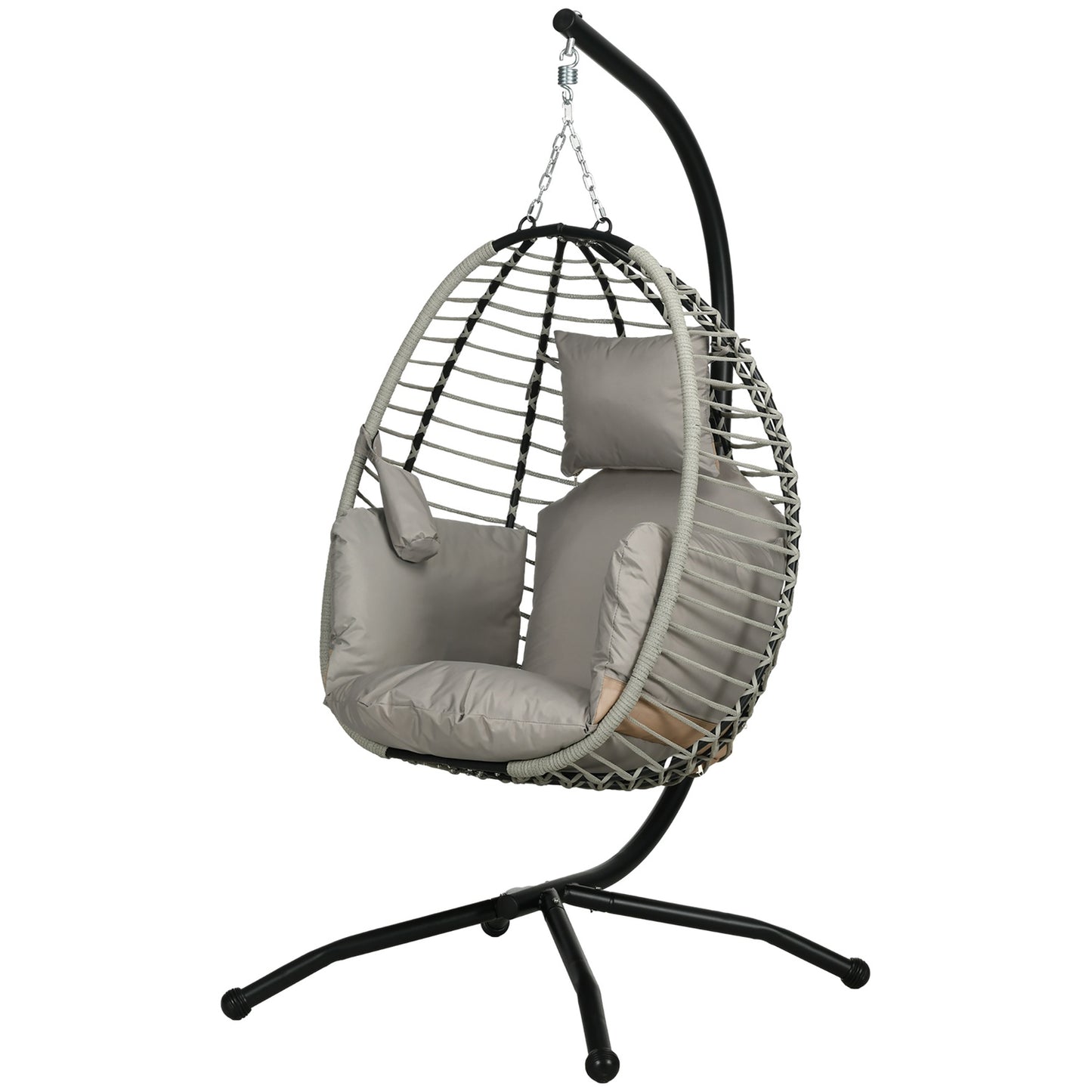 Hanging rocking chair with cushion - 120 kg capacity, steel grey
