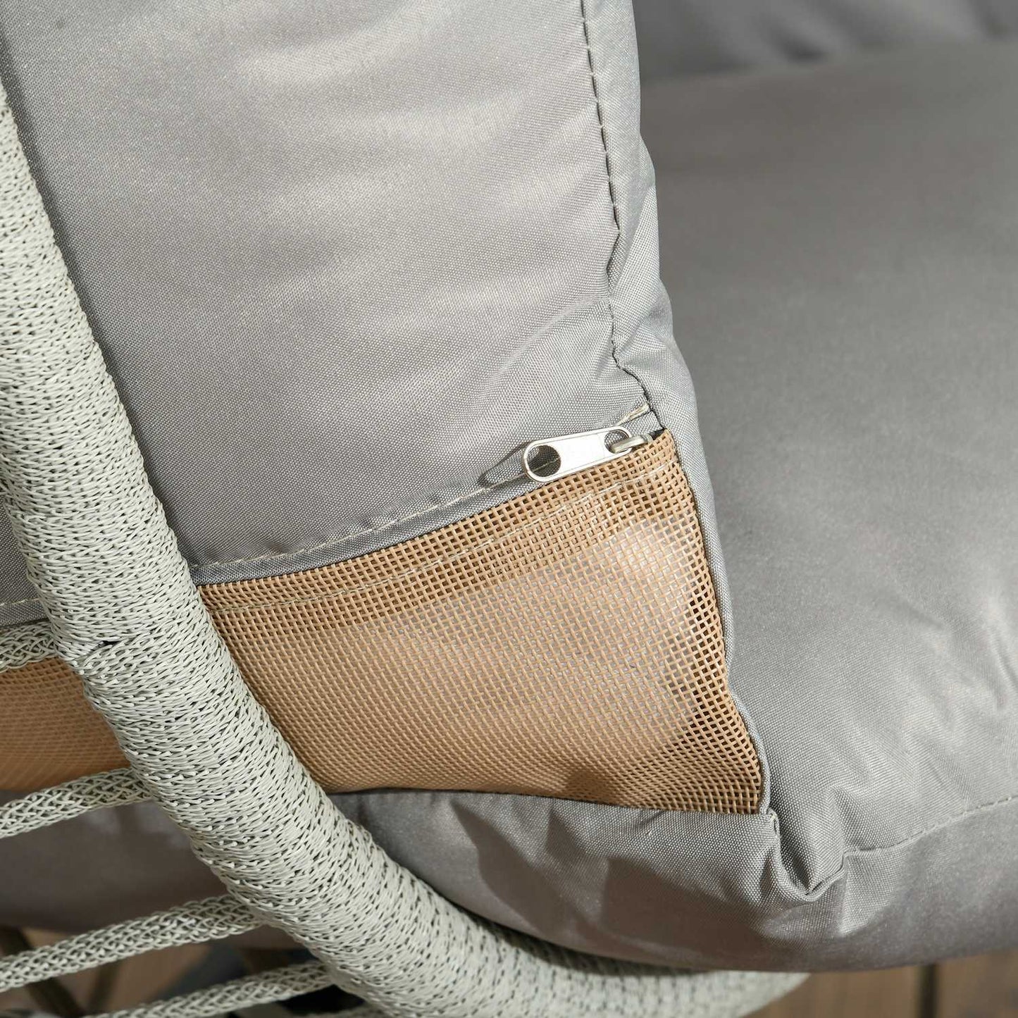 Hanging rocking chair with cushion - 120 kg capacity, steel grey