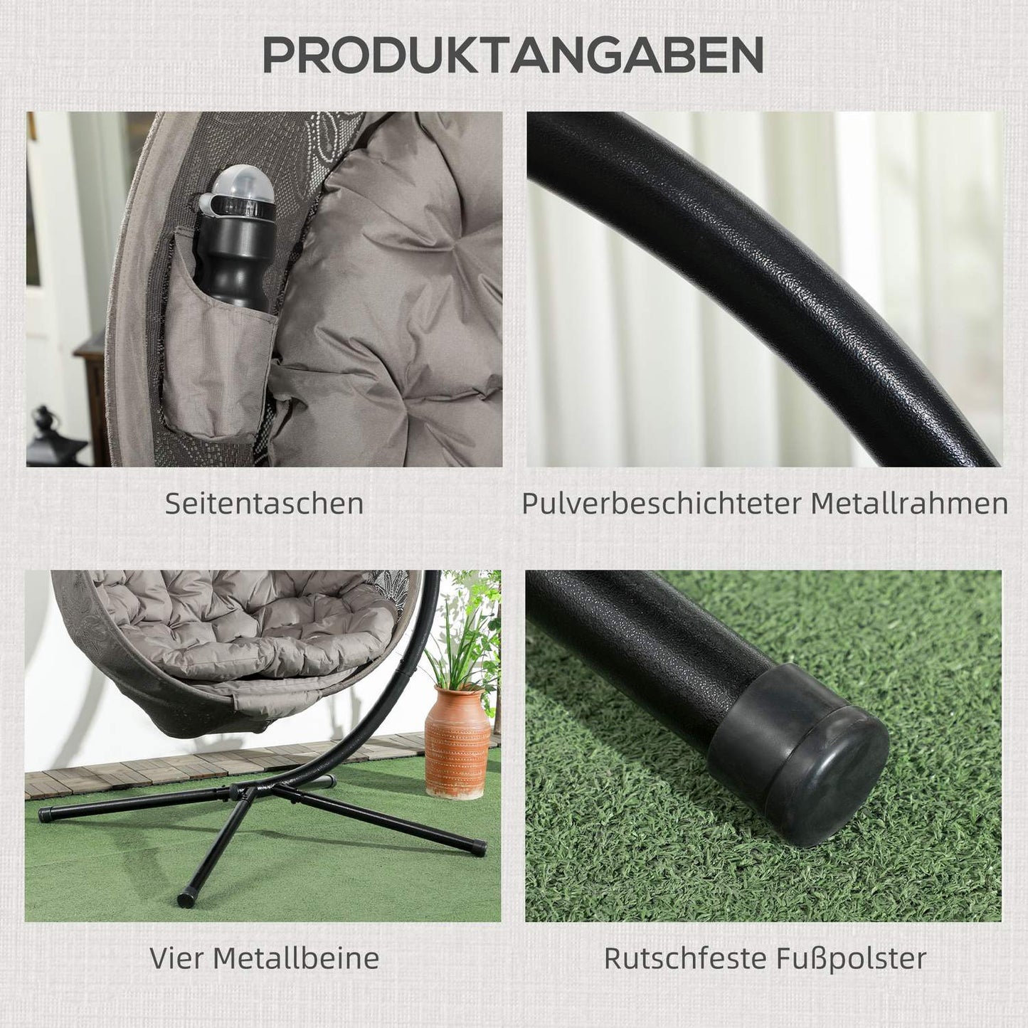 Hammock swing with cushion, foldable polyester, 120 kg capacity