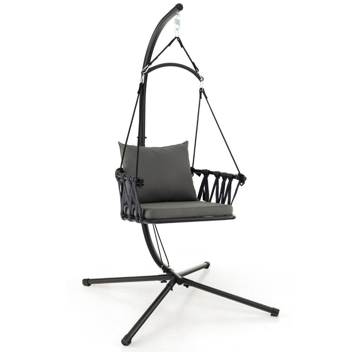 Hanging chair with frame Foldable hanging chair with comfortable seat and back cushions