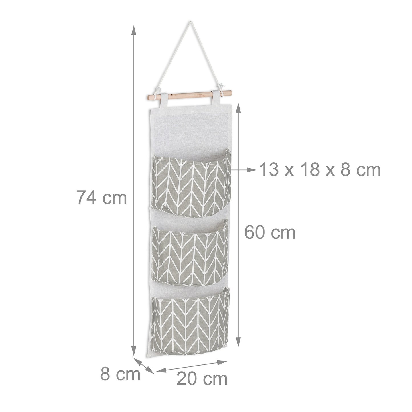 Hanging fabric organizer