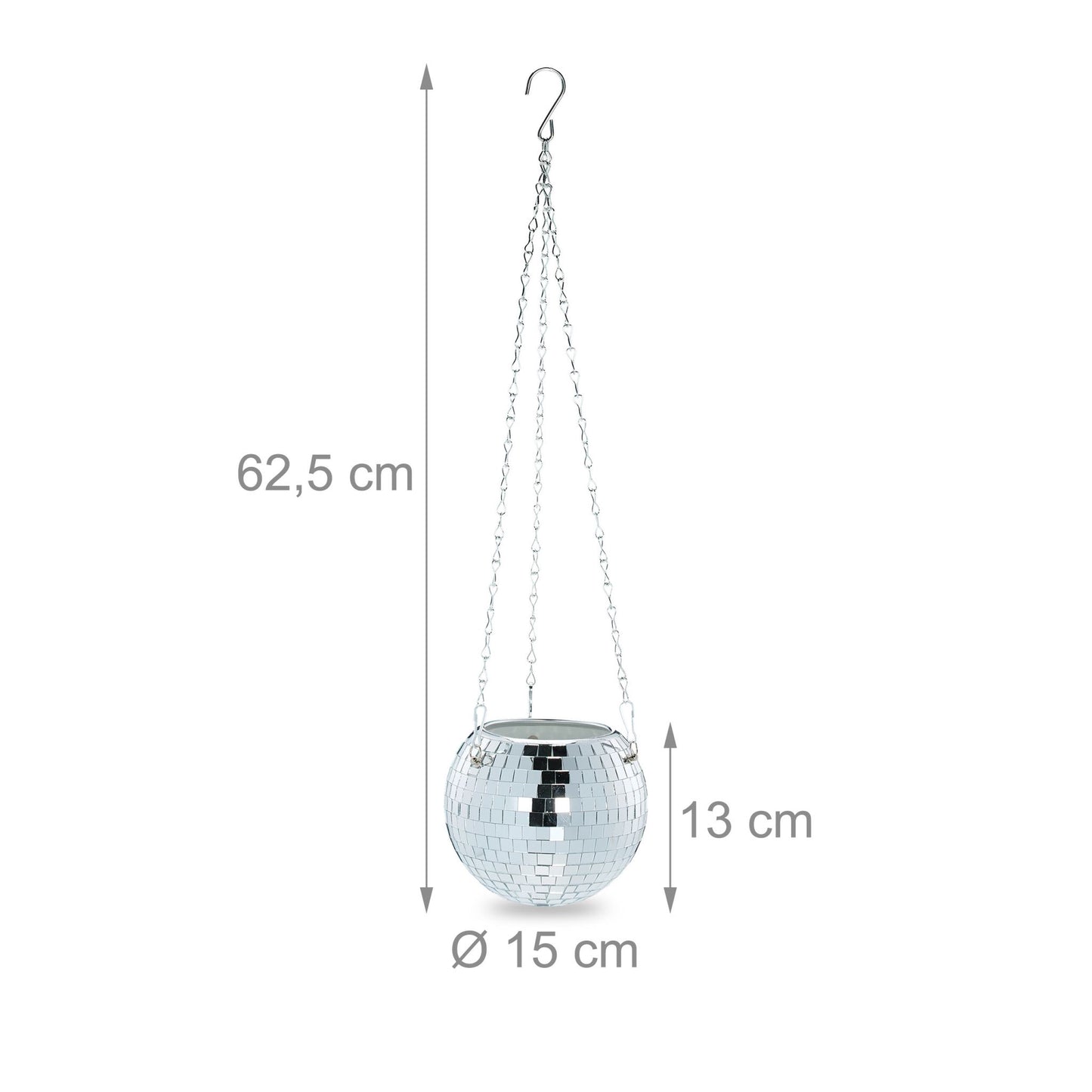 Hanging flower pot with disco ball