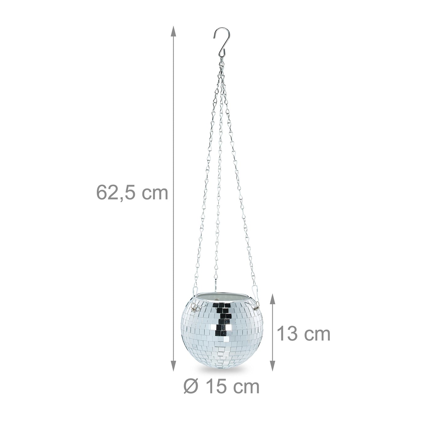 Hanging flower pot with disco ball