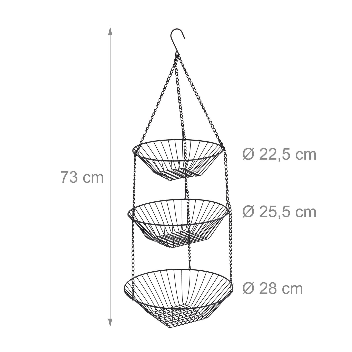Hanging fruit basket in black
