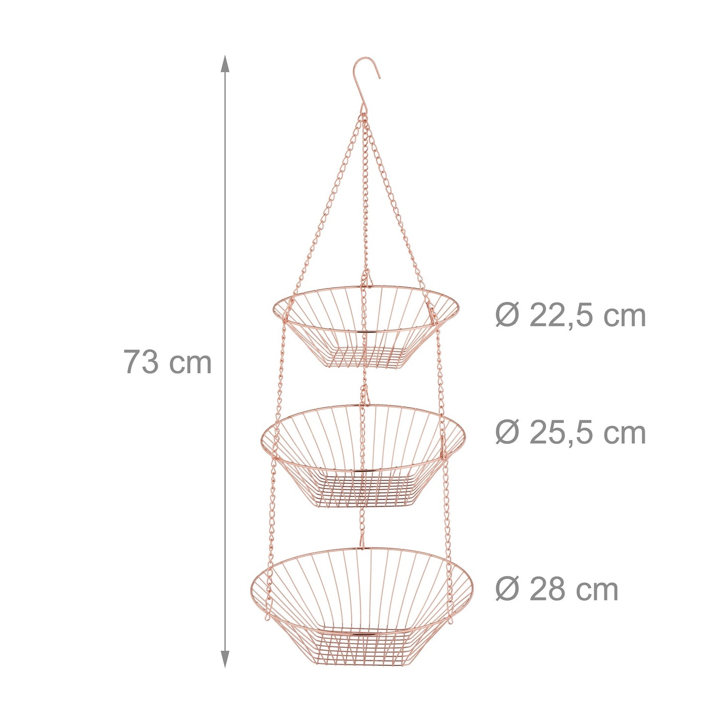 Hanging fruit basket in copper