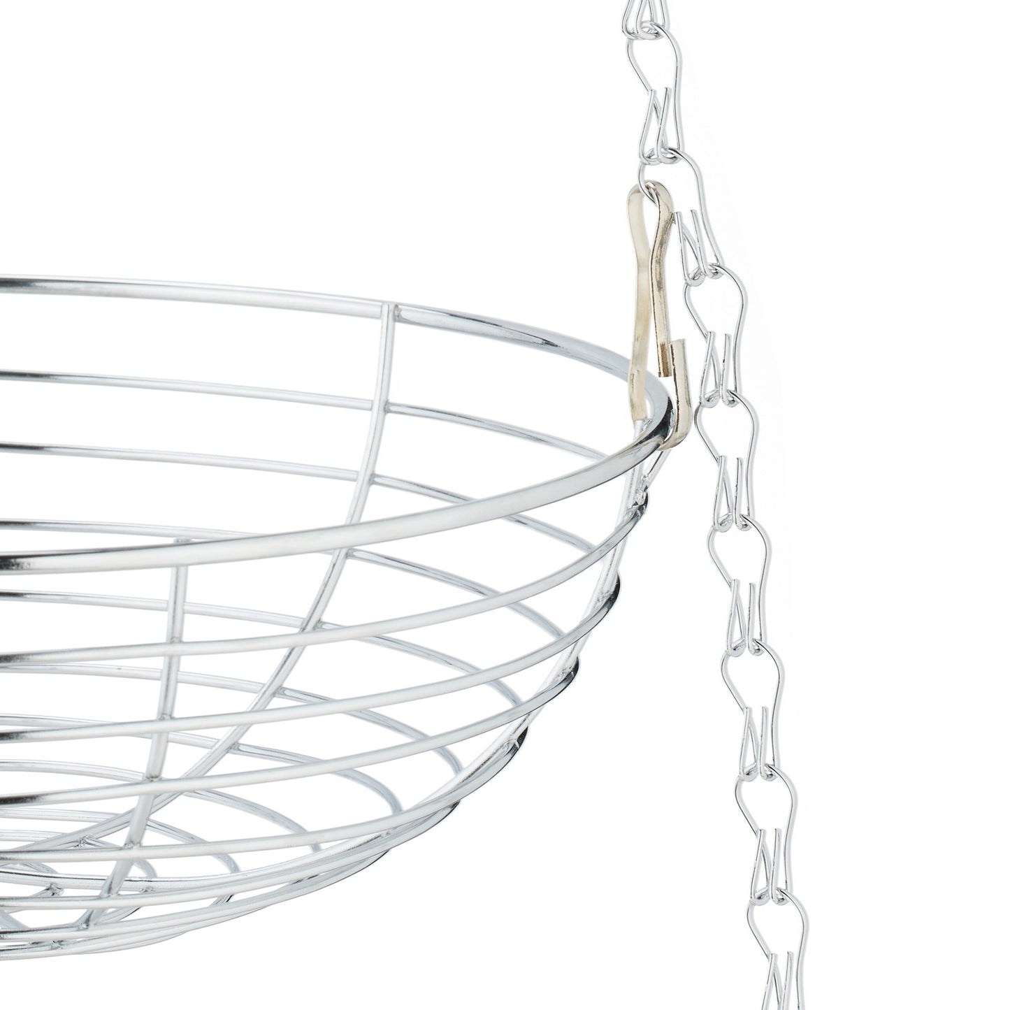 Hanging fruit basket in silver