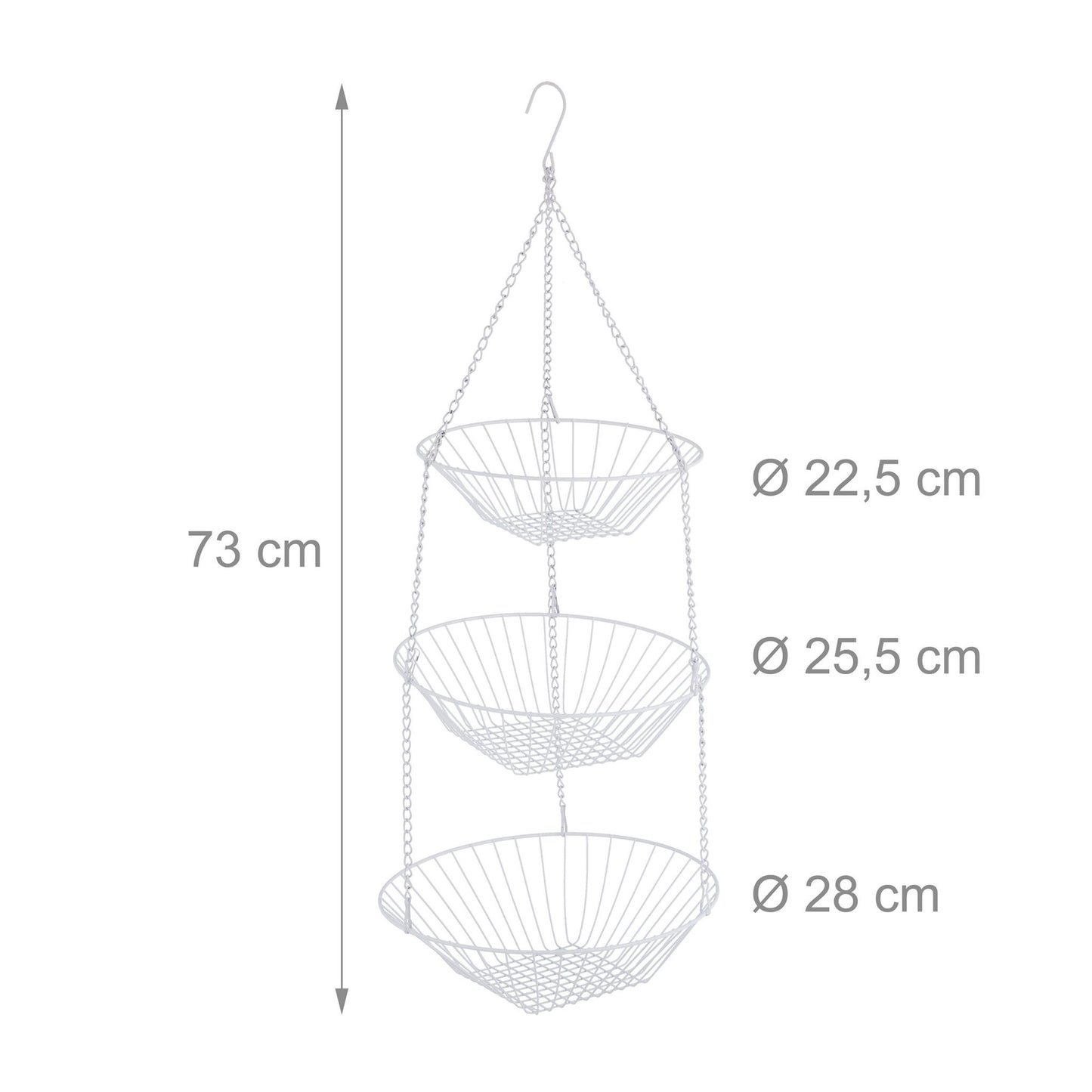 Hanging fruit basket in white
