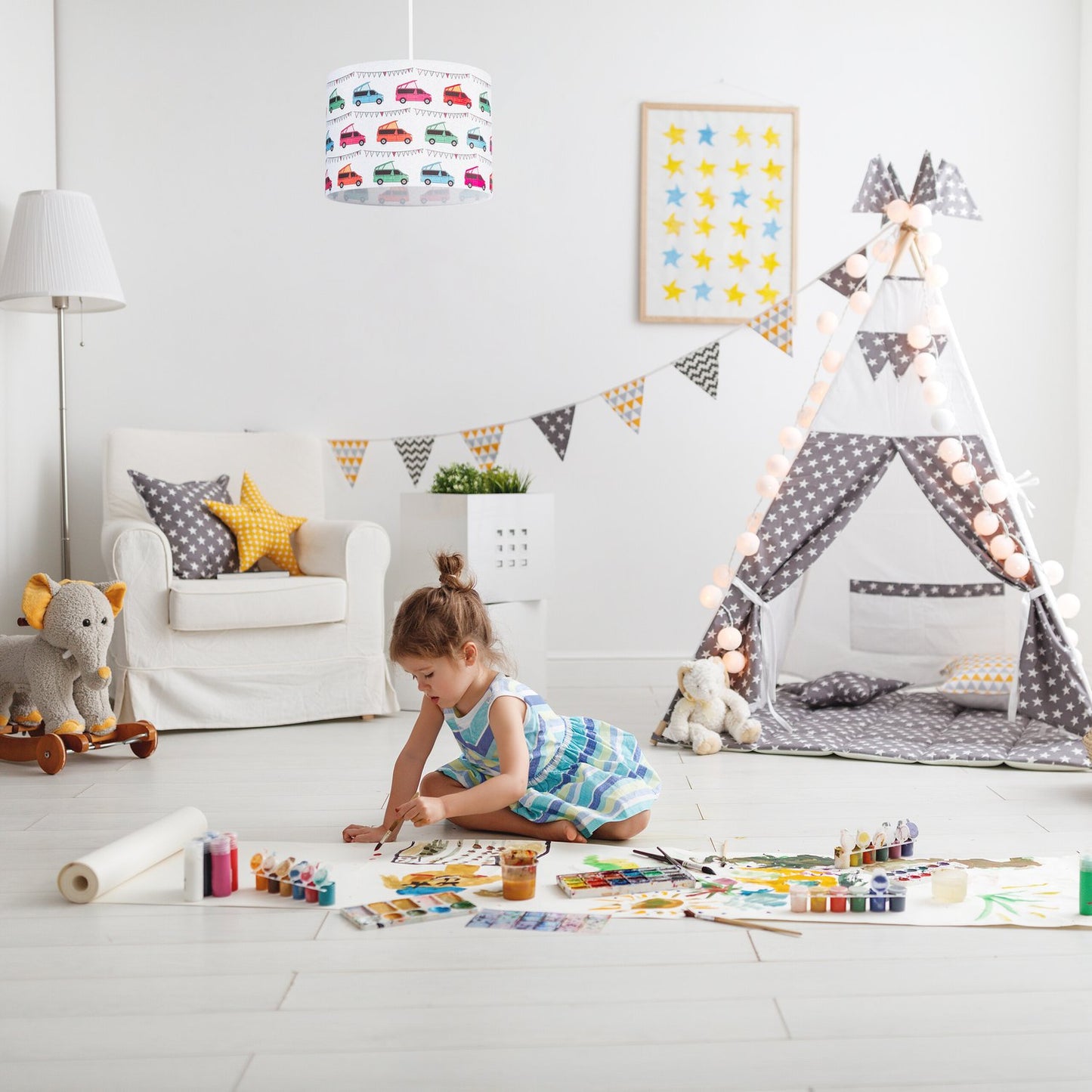 Hanging lamp children's room cars