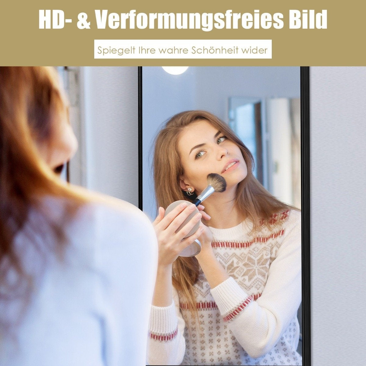 Hanging mirror full-length mirror with frame 120 x 37 x 2 cm black