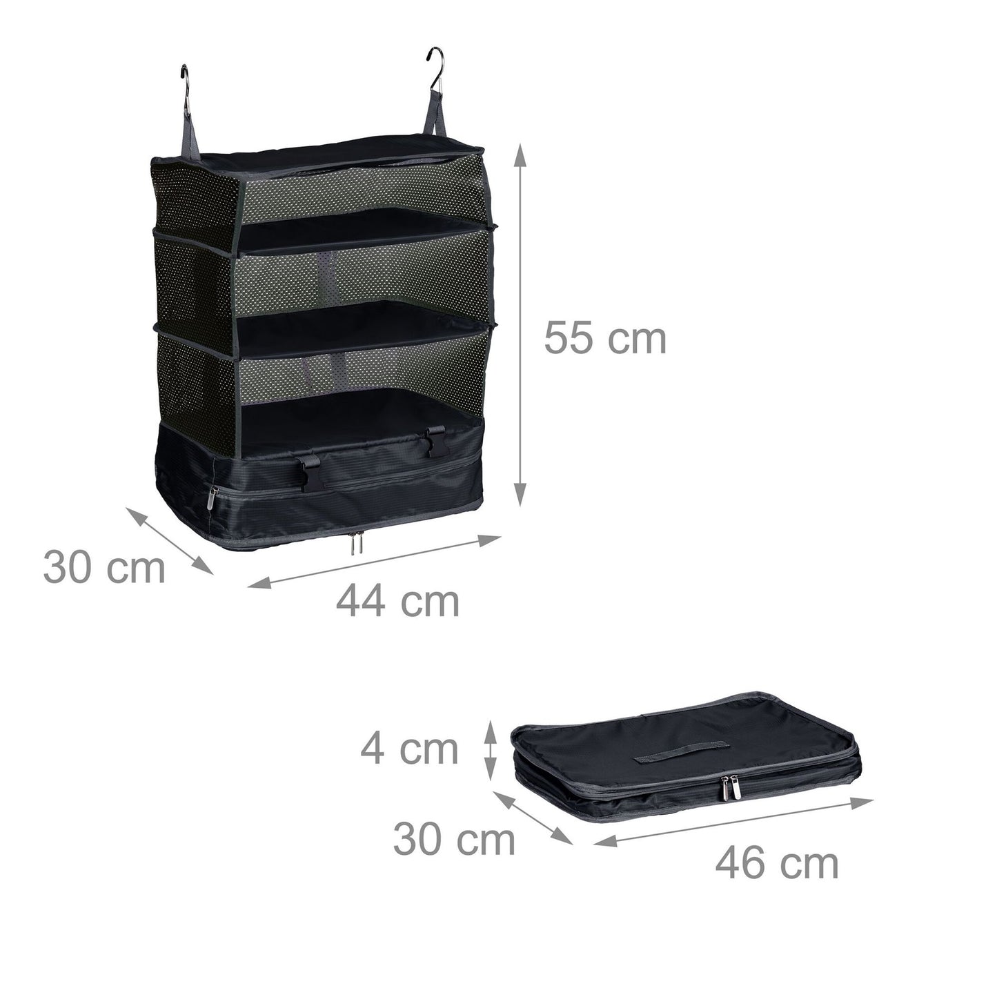 Hanging travel organizer 4 compartments