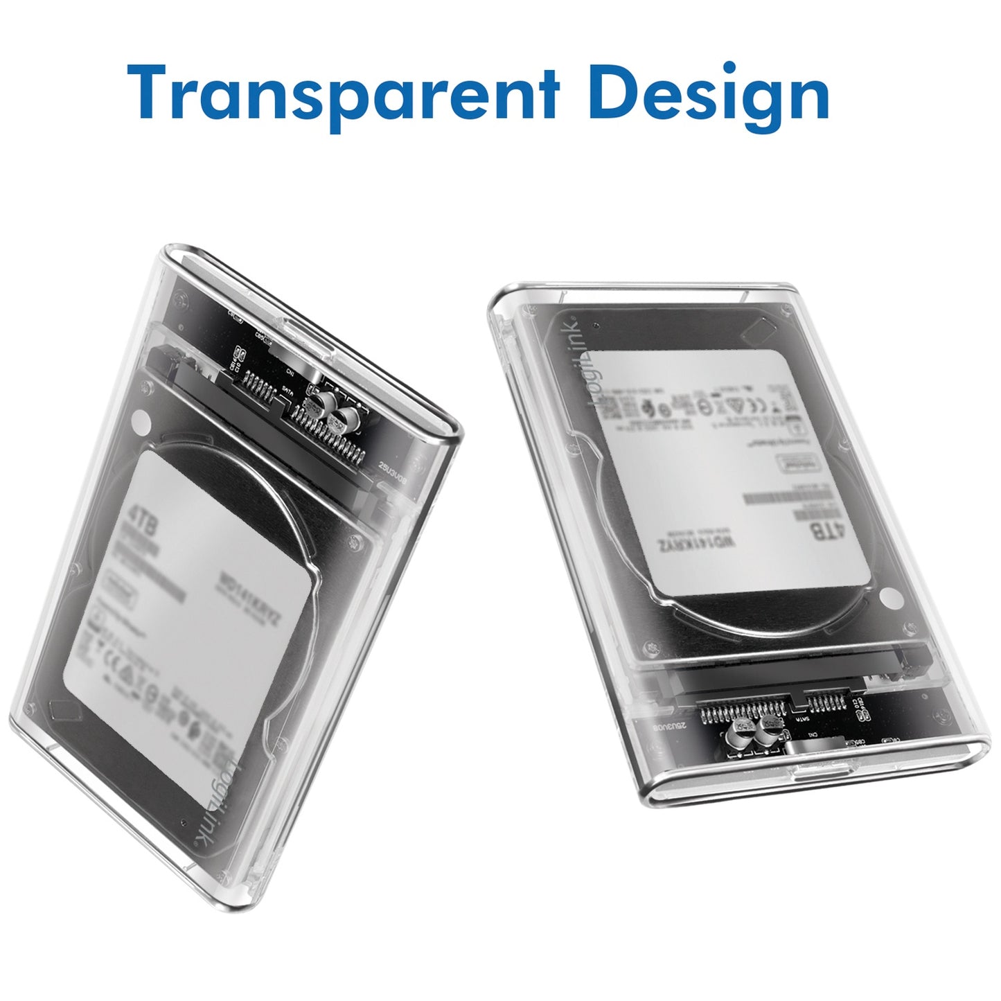 Hard drive cabinet 2.5" SATA USB 3.0 Screwless design Transparent