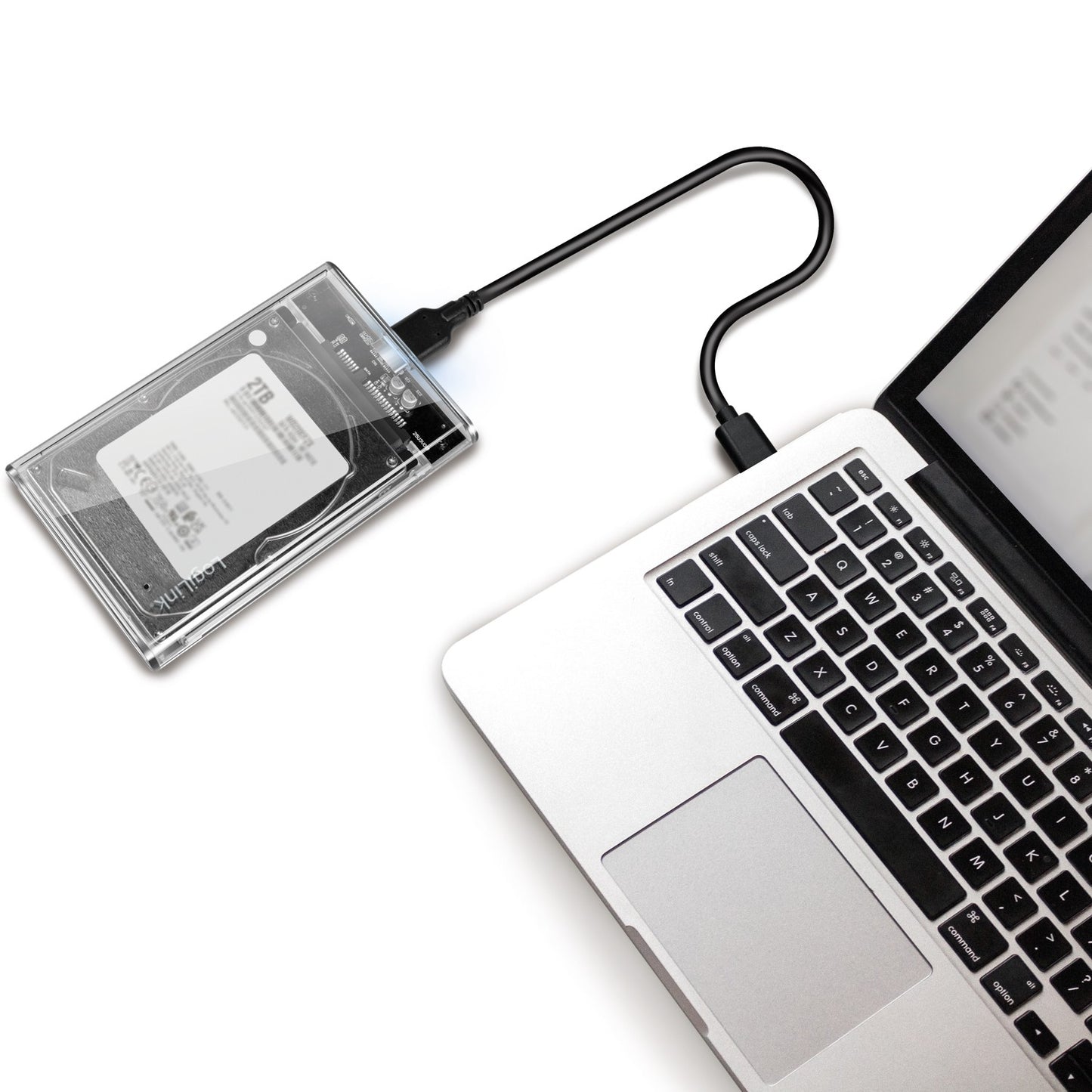 Hard drive cabinet 2.5" SATA USB 3.0 Screwless design Transparent