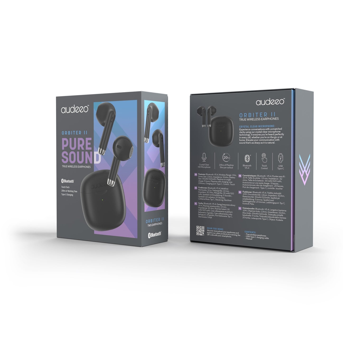 Headphones Earpods TWS Orbiter II Black
