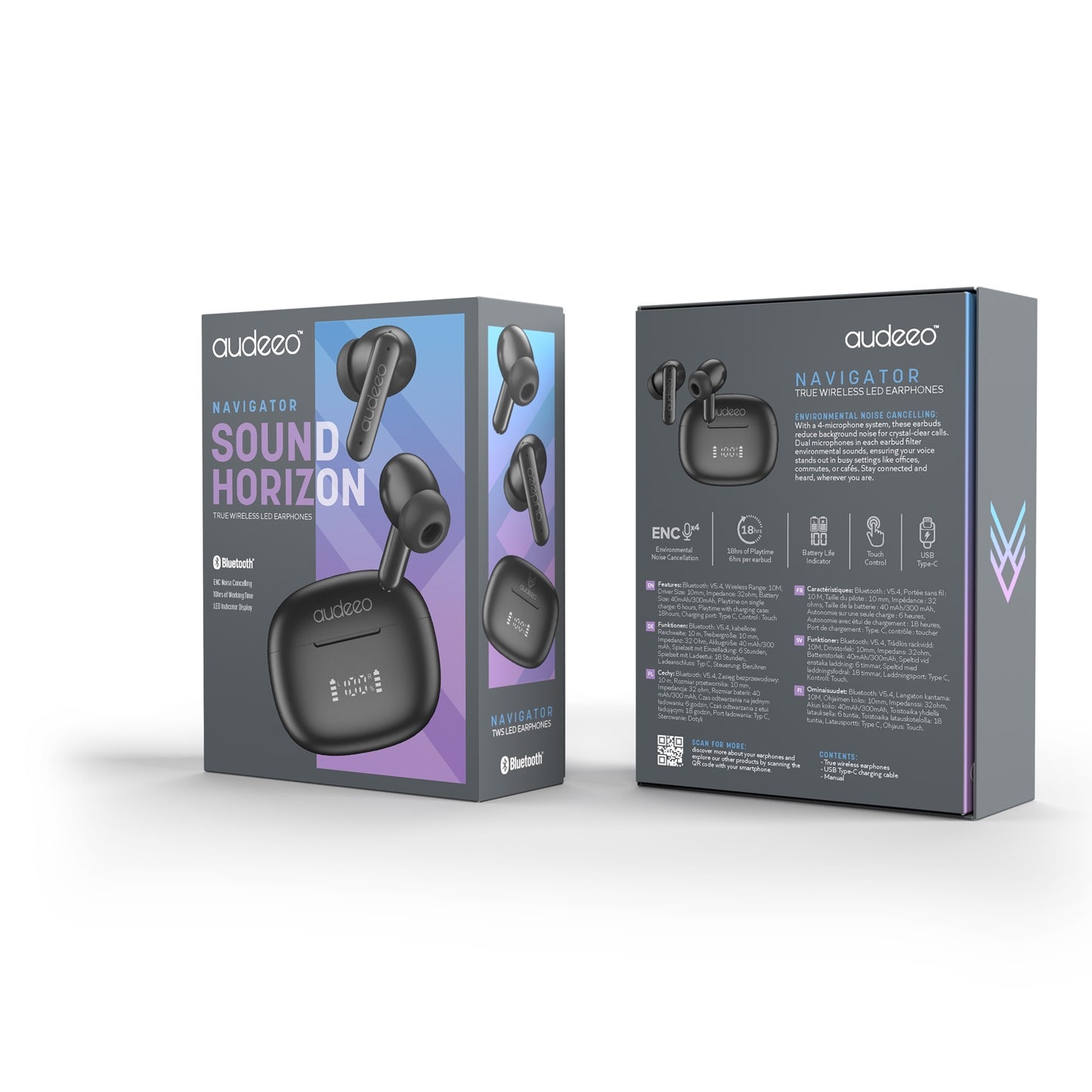 Headphones In-Ear TWS ENC LED Navigator Black