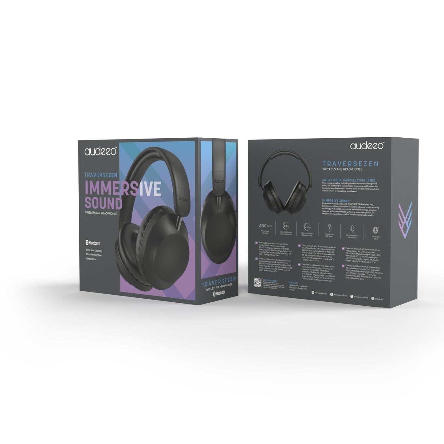 Headphones Over-Ear ANC Traversezen Black