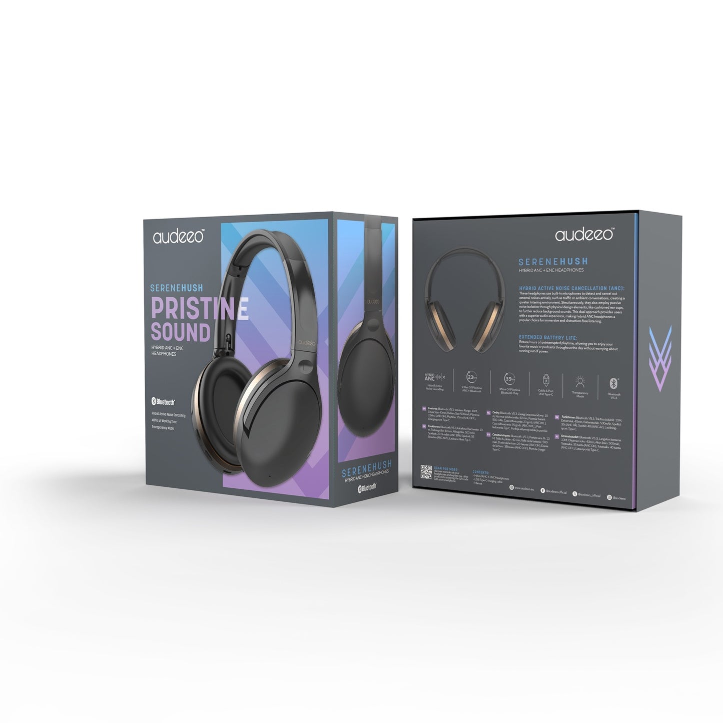 Headphones Over-Ear Hybrid ANC ENC Serenehush Black