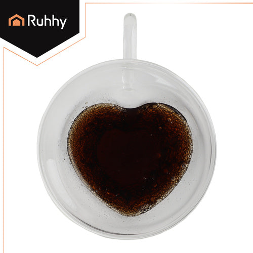 Heart-Shaped Thermal Glass, 240ml, Double-Walled
