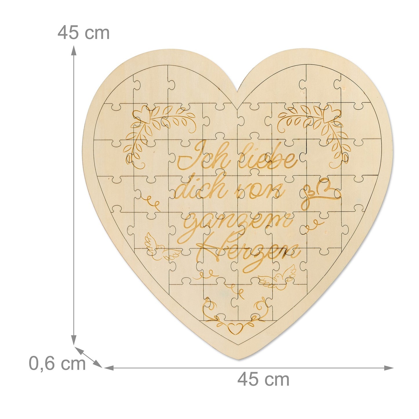 Heart-Shaped Wooden Puzzle with Engraving