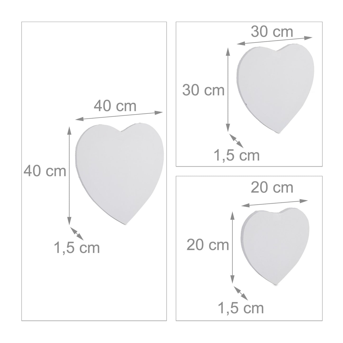 Heart in canvas, set of 6