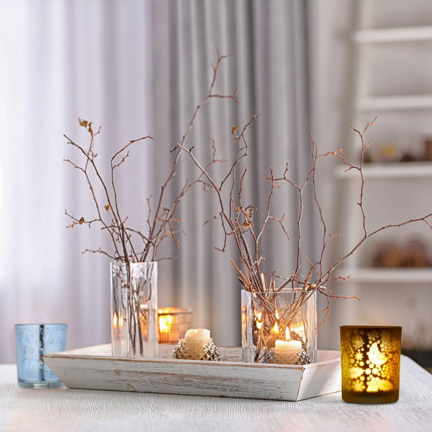 Heat candle holder gold silver set of 12
