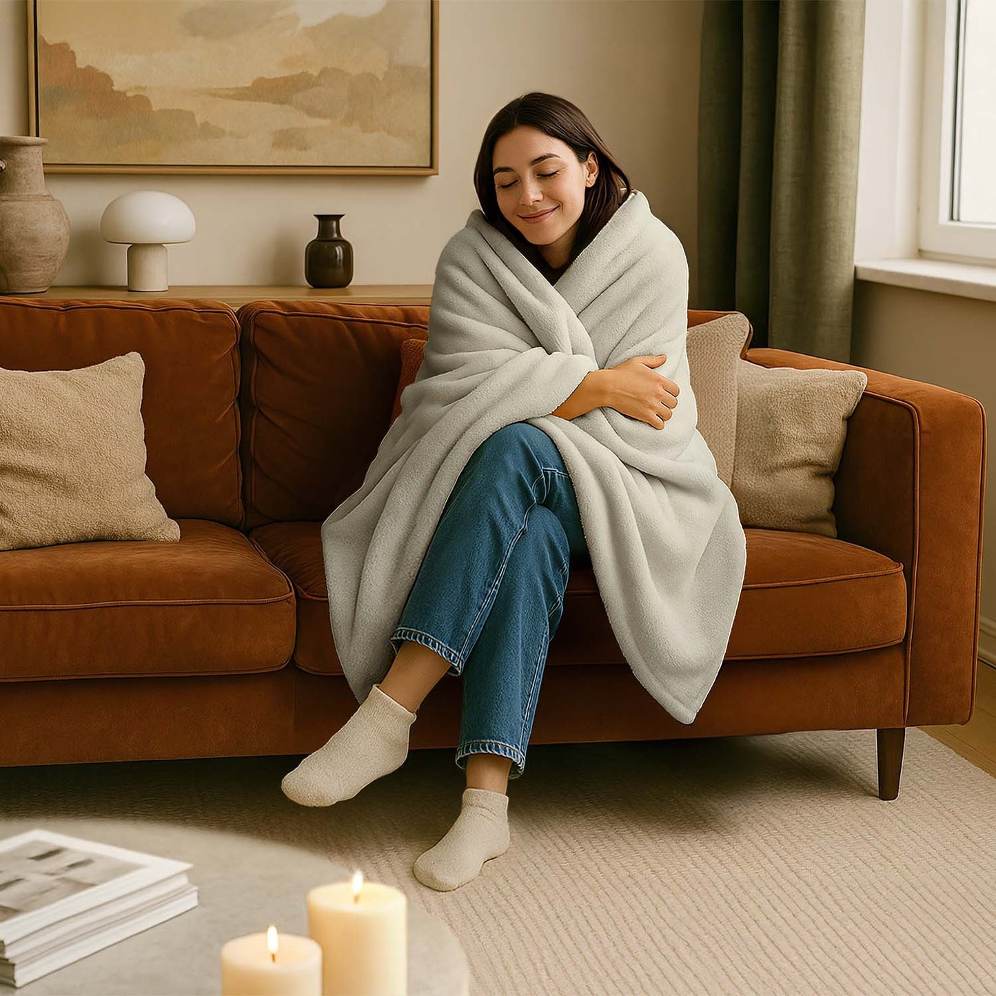 Heated Blanket 160x120cm Light Grey