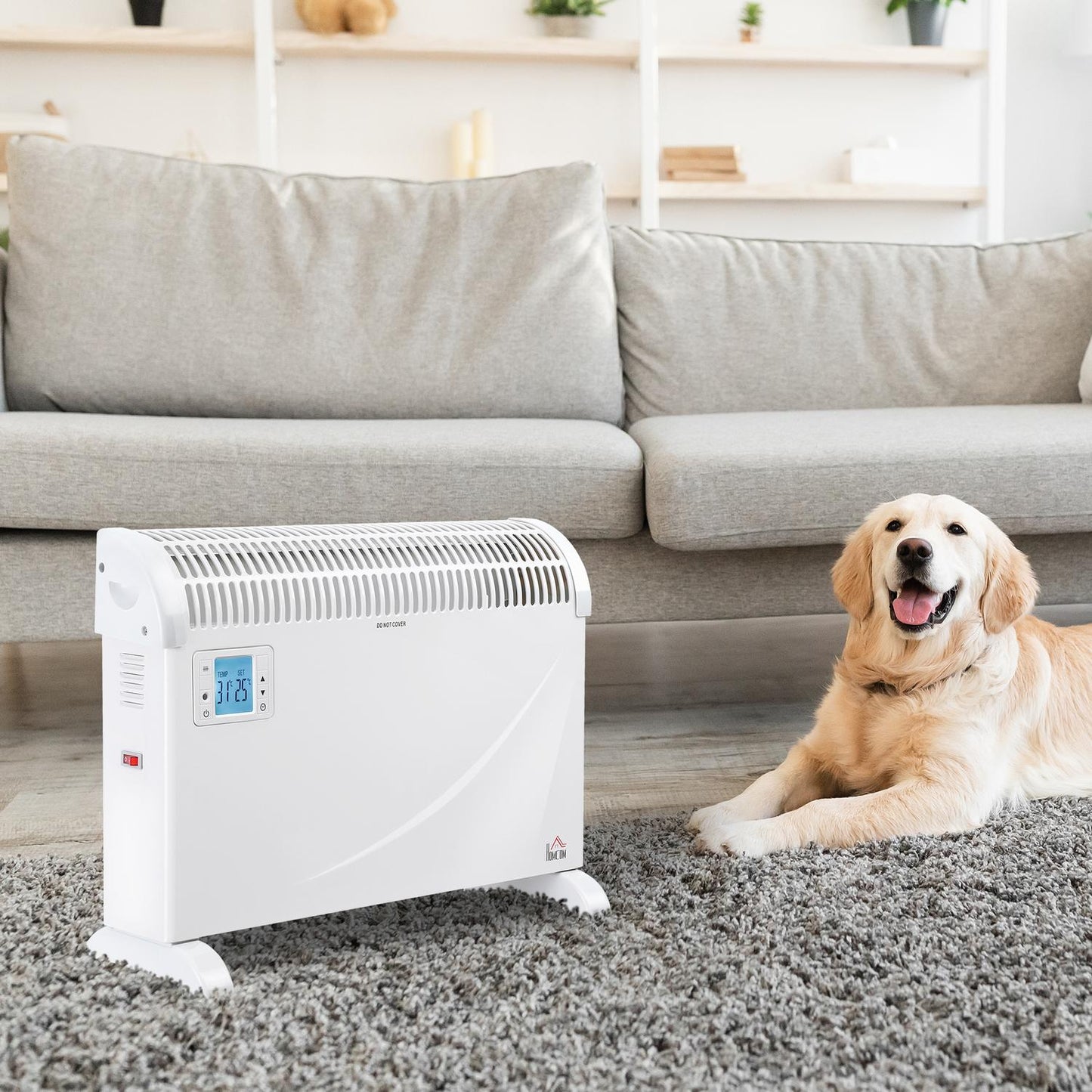 Electric fan heater, 2000W, 3 settings, Timer, White