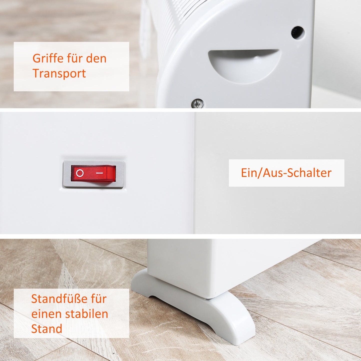 Electric fan heater, 2000W, 3 settings, Timer, White