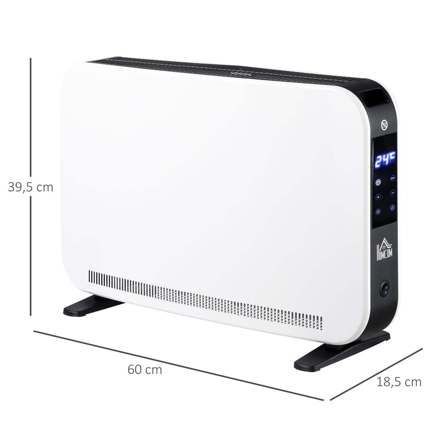 Electric fan heater 2180W, 3 heat levels, timer, white
