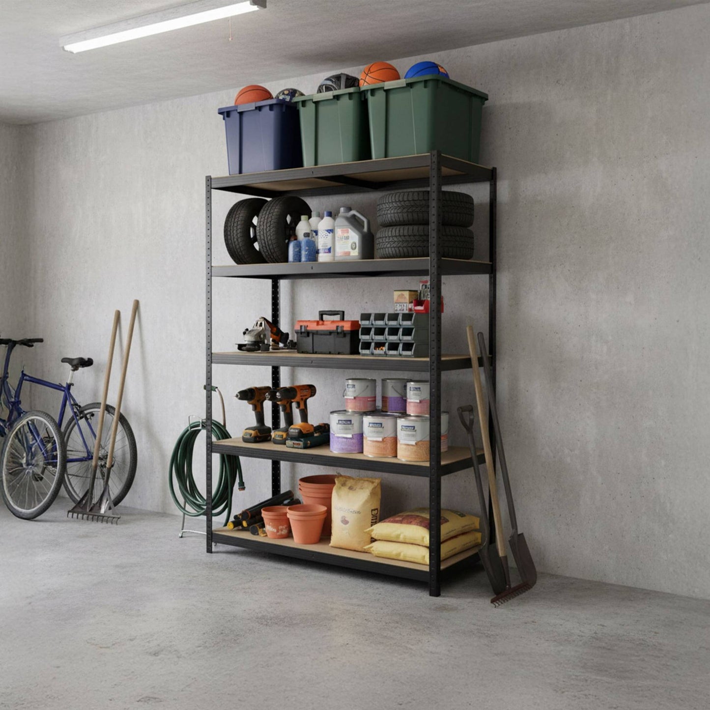 Heavy-Duty 5-Shelf Rack for Garage or Pantry
