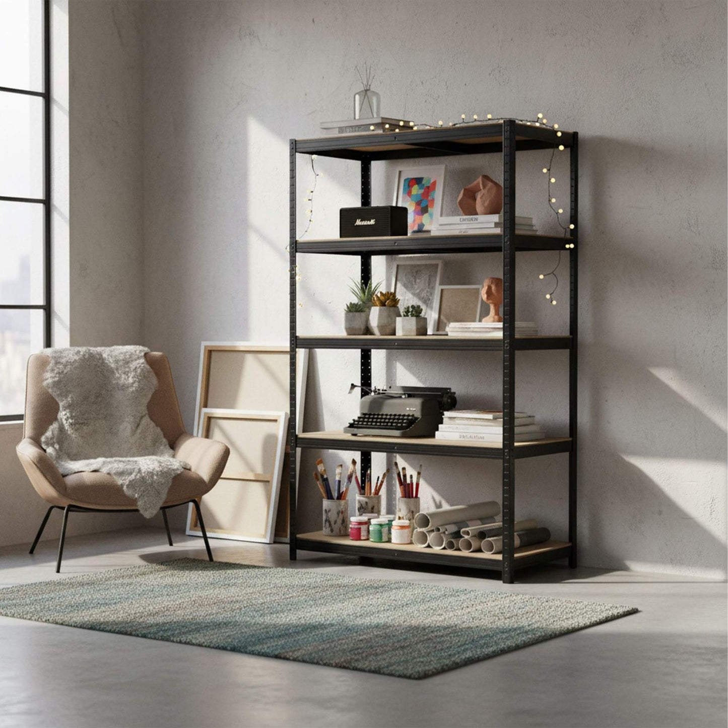 Heavy-Duty 5-Shelf Rack for Garage or Pantry