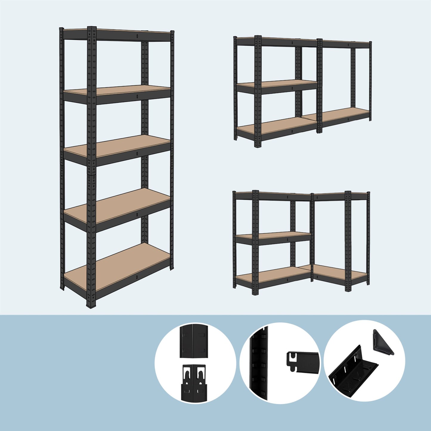 Heavy-Duty 5-Shelf Rack for Garage or Pantry