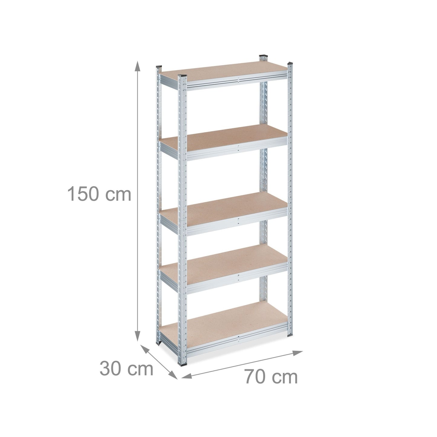 Heavy Duty 5-Tier Shelving Unit, 150x70x30 cm